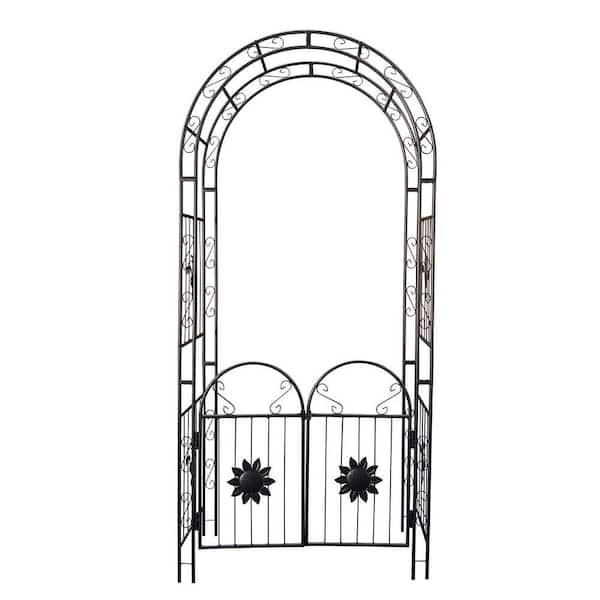 Avex 45.24 in. W x 98.4 in. H Metal Garden Arch Outdoor Climbing Plants Support Rose Arch with Gate