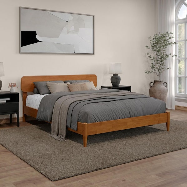 AFI Florence Light Toffee Natural Bronze Solid Wood Frame Queen Low Profile Platform Bed