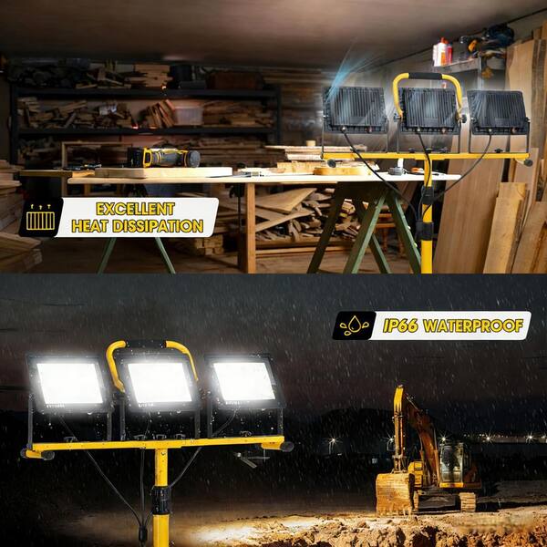 BIBIVIS 110V 21000 Lumen LED Work Lights with Stand, 3-Head