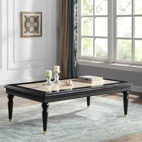 Acme Furniture Tayden 61 in. Marble Top and Black Finish Rectangle