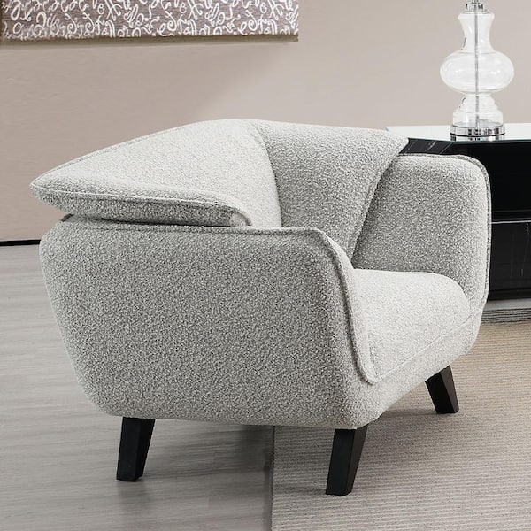 Acme Furniture Nayeli Light Gray Boucle Fabric Arm Chair Set of 1 with No Additional Features