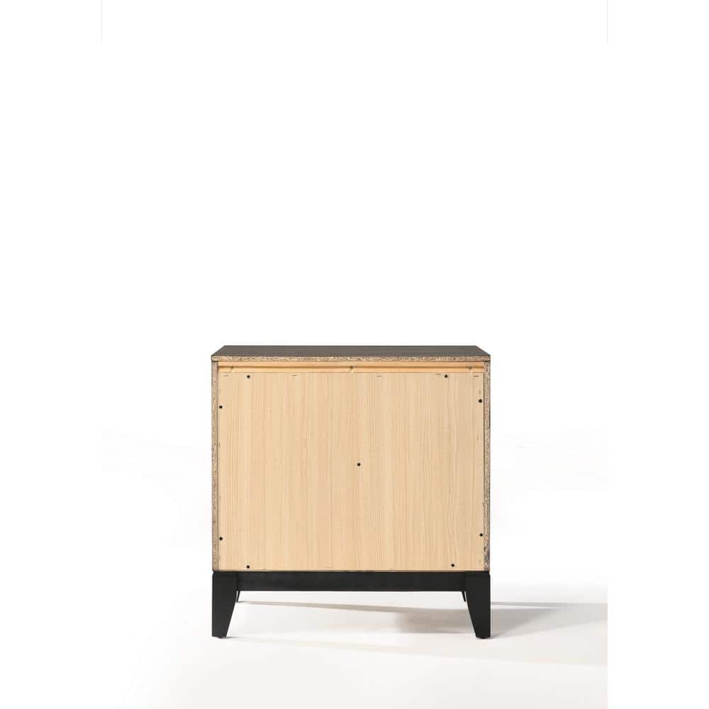 Valdemar 2-Drawer Weathered Gray Nightstand with Brushed Nickel Accents
