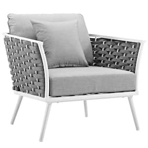 Stance White Aluminum Outdoor Lounge Chair with Gray Cushions