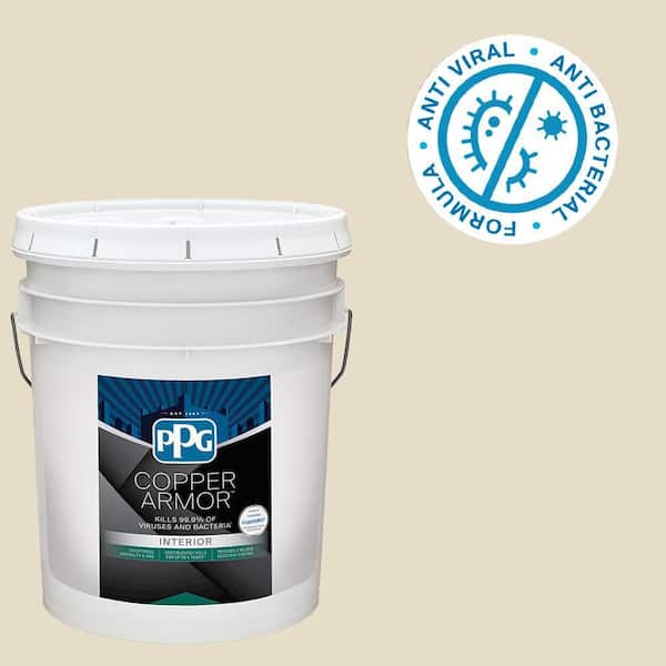 COPPER ARMOR 5 gal. PPG1101-2 Navajo White Eggshell Antiviral and Antibacterial Interior Paint with Primer