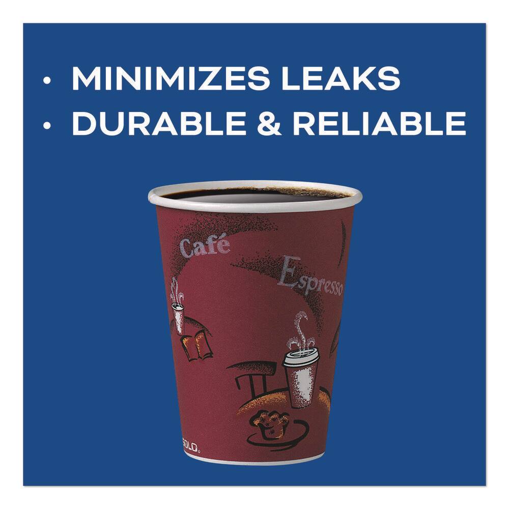 Maroon Bistro Design 12 oz Disposable Hot Drink Cups