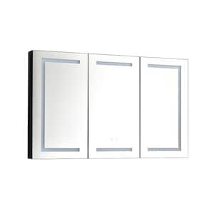 48 in. W X 30 in. H Rectangular Aluminium Medicine Cabinet with Mirror, Light, Dimmer, Defogger, Clock,Temp Display,USB