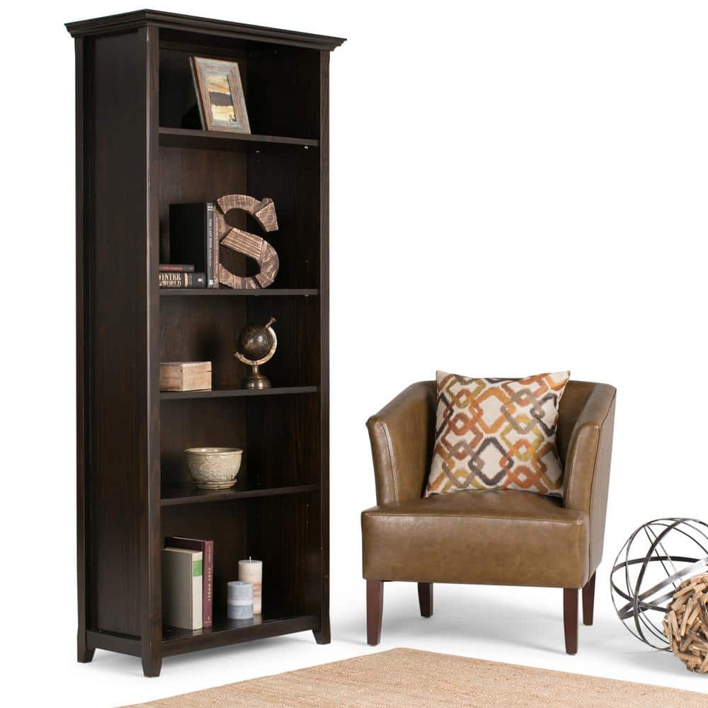 Amherst 70" Hickory Brown Adjustable Wood Bookcase