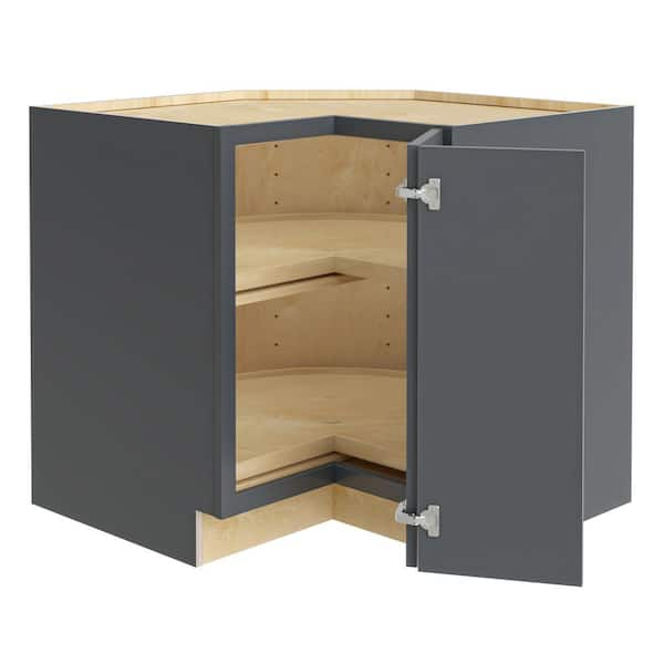 Newport 33 in. W x 24 in. D x 34.5 in. H Assembled Plywood Corner Lazy Susan Base Kitchen Cabinet in Deep Onyx RH