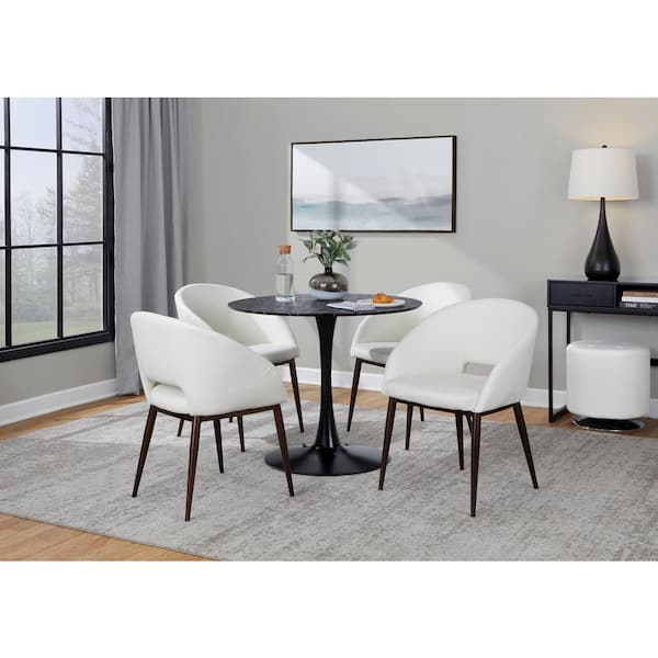 Lumisource Renee White Faux Leather Dining Chair with Copper Metal Legs
