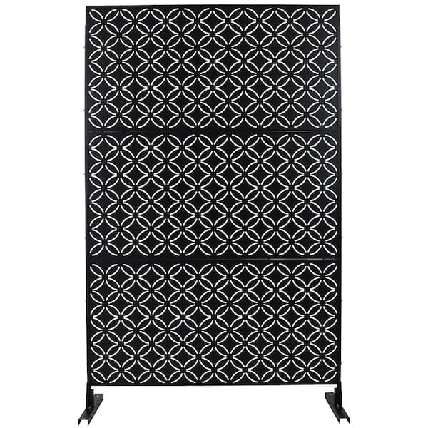 Sudzendf Outdoor and Indoor Freestanding Decorative Privacy Screen Metal Privacy Screen, Fence Panels in Black