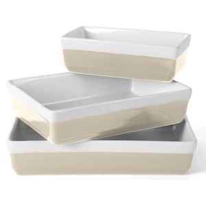 3-Piece Rectangular Stoneware Nesting Bakeware Set in Grey