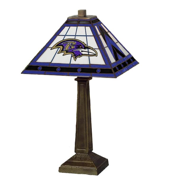 The Memory Company NFL 23 in. Antique Bronze Stained Glass Mission Lamp- Ravens