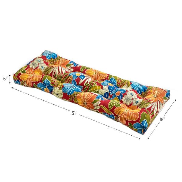 Greendale Home Fashions Aloha Floral Red Rectangle Outdoor Bench