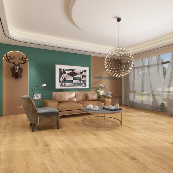 Dekorman Golden Wheat Oak 20 MIL x 9 in. W x 60 in. L Click Lock