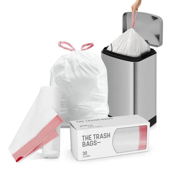  simplehuman Code C Custom Fit Drawstring Trash Bags in  Dispenser Packs, 60 Count, 10-12 Liter / 2.6-3.2 Gallon, White : Health &  Household