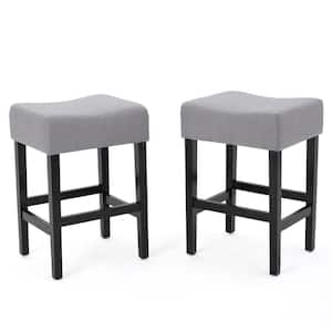 Lopez 25.75 in. Light Grey Fabric Backless Counter Stools (Set of 2)