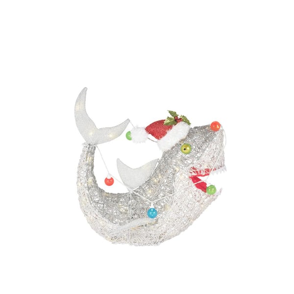 Home Accents Holiday 25 in Warm White LED Shark Holiday Yard Decoration