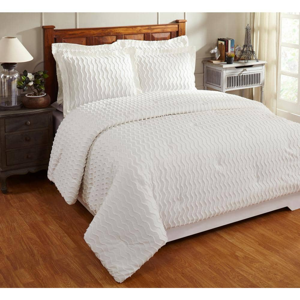 Better Trends Isabella Comforter 3-piece Ivory King 100% Cotton Tufted 