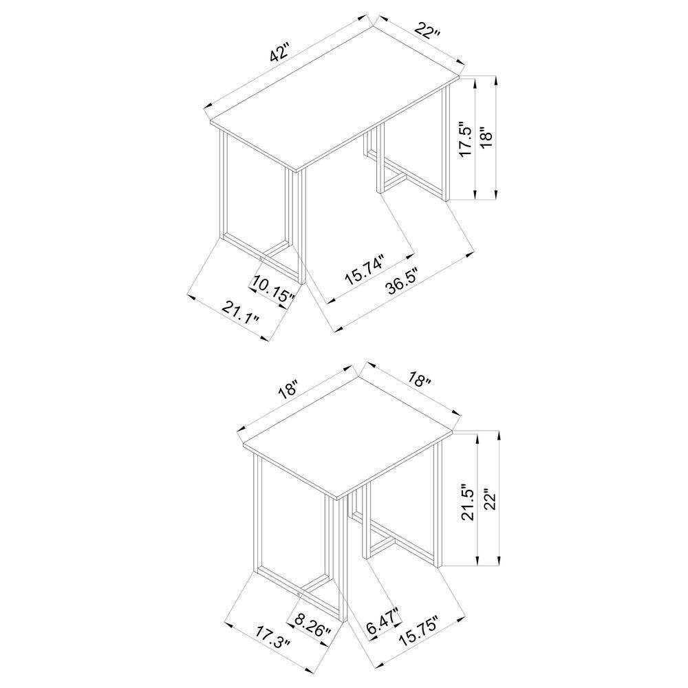 Nyla 3-Piece Black and Gray Rectangular Occasional Table Set