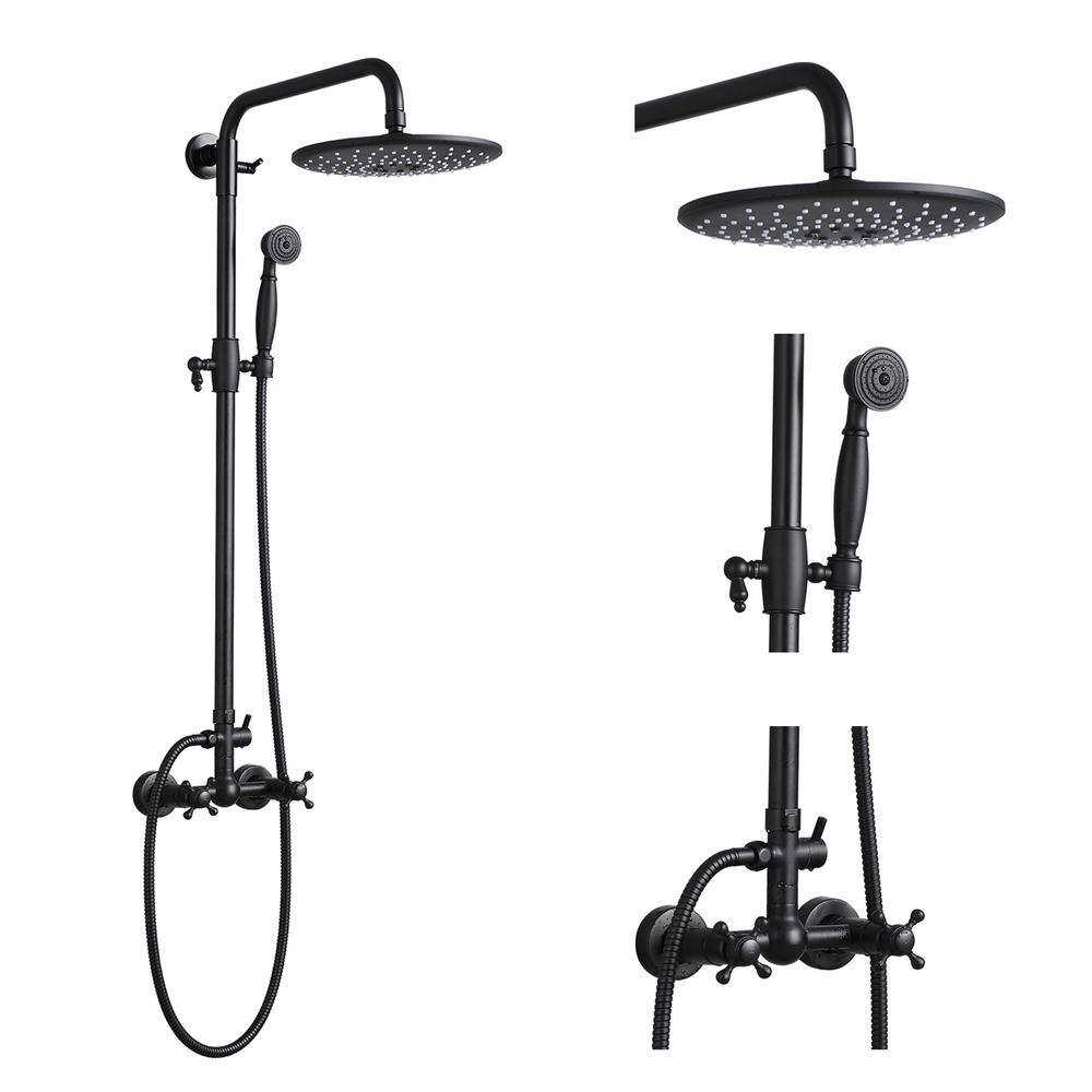 Double-Handle 2-Spray Shower Faucet 2.4 GPM with High Pressure Handshower Shower Slide Bar Dual Shower in Matte Black price history on PriceWatchPro
