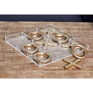 Gold Metal Tic Tac Toe Game Set with Gold Pieces