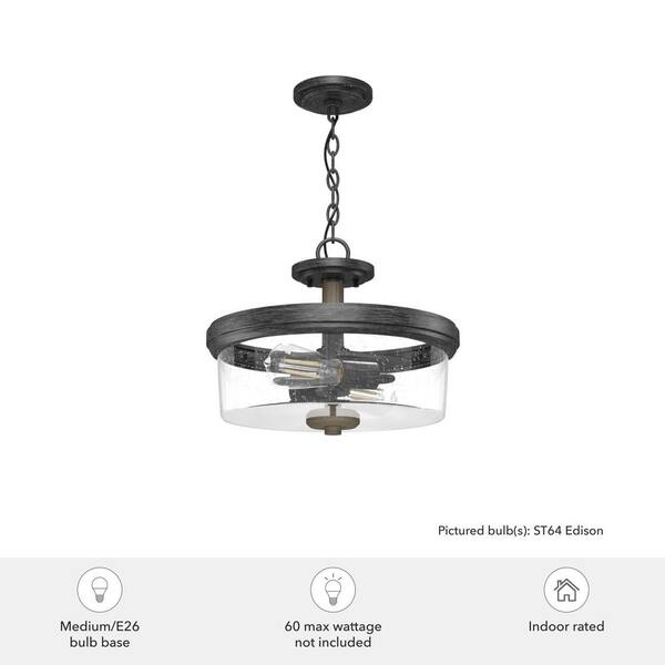 Hunter River Mill 9-Light Matte Black Rustic Led Bare Bulb Chandelier
