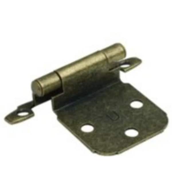 1-1/2 in. Surface Mount Self-Closing Exposed No Radius Cabinet Hinge in Antique Brass - (Set of 24)