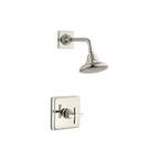 Pinstripe 1-Spray 6.7 in. Single Wall Mount Fixed Shower Head in Polished Nickel