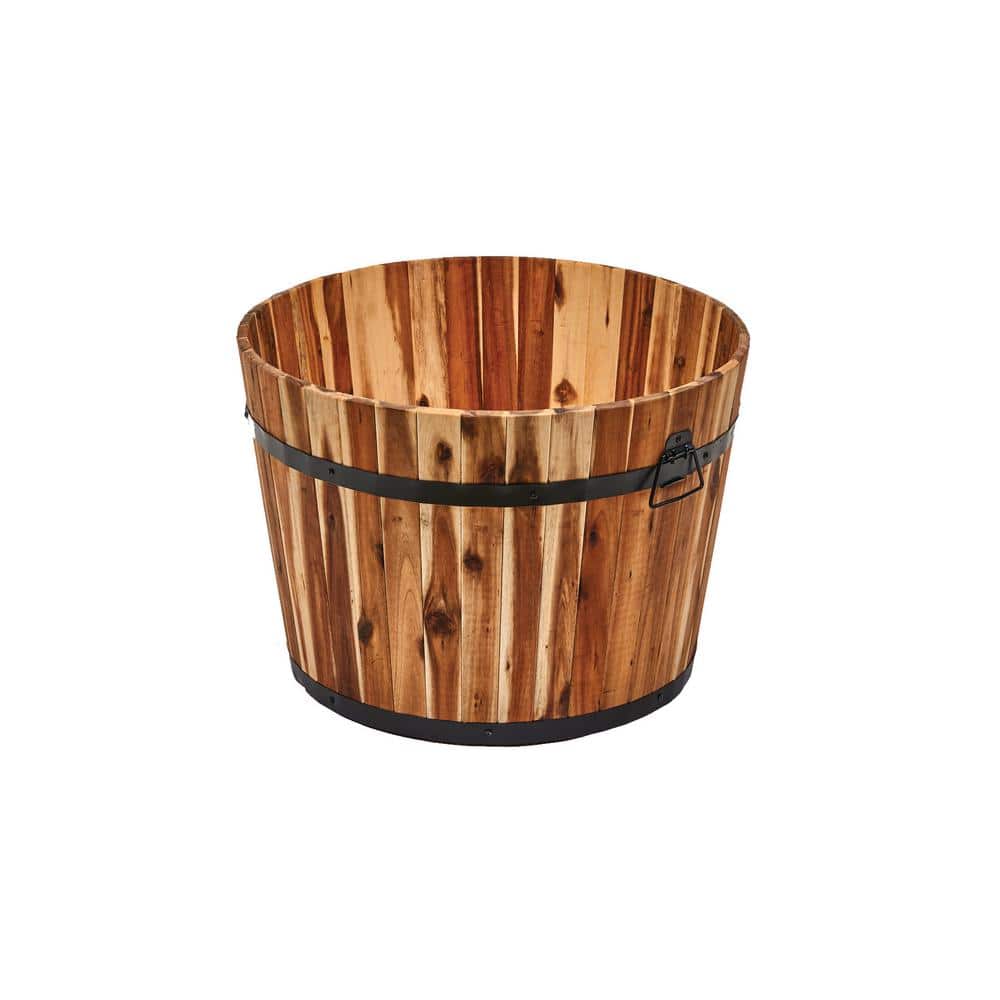 22 in. Wood Barrel Planter 2842C - The Home Depot