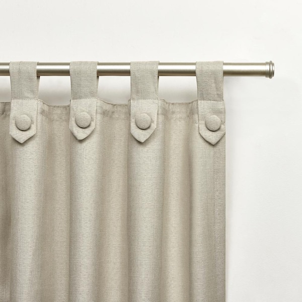 Loha Tuxedo Natural Solid Light Filtering Tuxedo Tab Top Curtain, 54 in. W x 84 in. L (Set of 2)