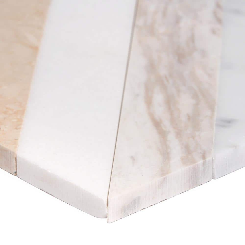 Beige and Gray 8x8 Polished Marble Mosaic Tile