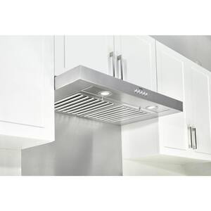 30 in. 600 CFM Ducted Under Cabinet Range Hood with Light in Stainless Steel