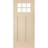 Krosswood Doors PINNACLE Craftsman 36 in. x 80 in. 6 Lite Universal/Reversible Clear Glass Unfinished Fiberglass Front Door Slab FM.550.30.68.134