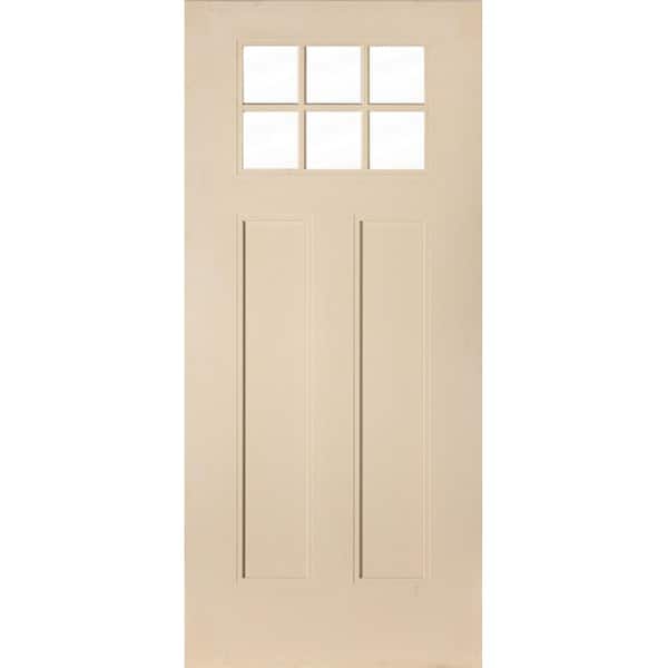 Krosswood Doors PINNACLE Craftsman 36 in. x 80 in. 6 Lite Universal/Reversible Clear Glass Unfinished Fiberglass Front Door Slab
