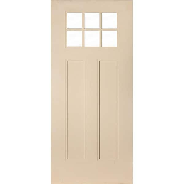 PINNACLE Craftsman 36 in. x 80 in. 6 Lite Universal/Reversible Clear Glass Unfinished Fiberglass Front Door Slab