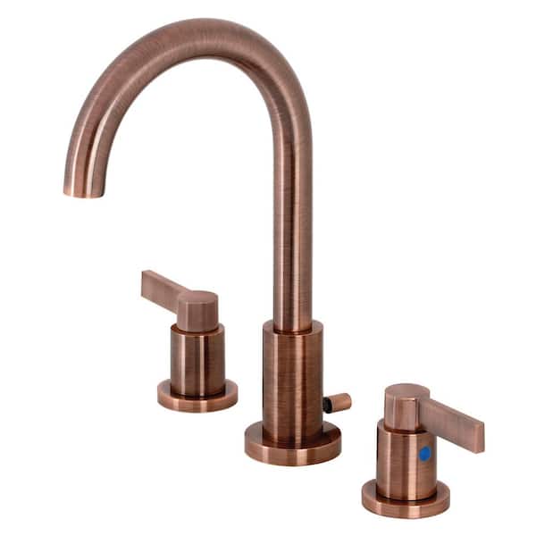 Kingston Brass NuvoFusion 8 in. Widespread 2-Handle Bathroom Faucet in Antique Copper