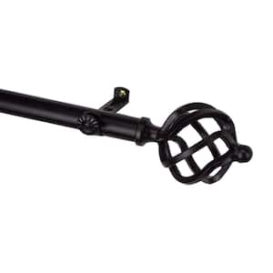 48 in. - 84 in. Single Curtain Rod in Black with Finial