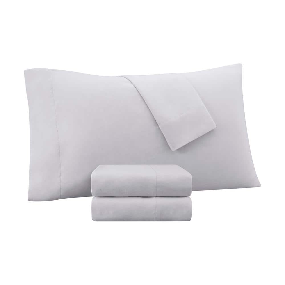 Light Grey Twin Microfiber Cooling Sheet Set with Pillowcase