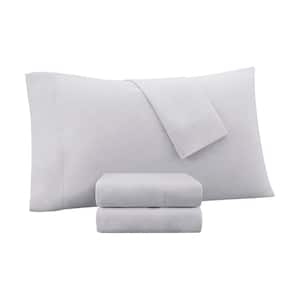 Super-Soft 3-Piece Light Grey Solid Polyester Twin Washed Cooling Sheet Set