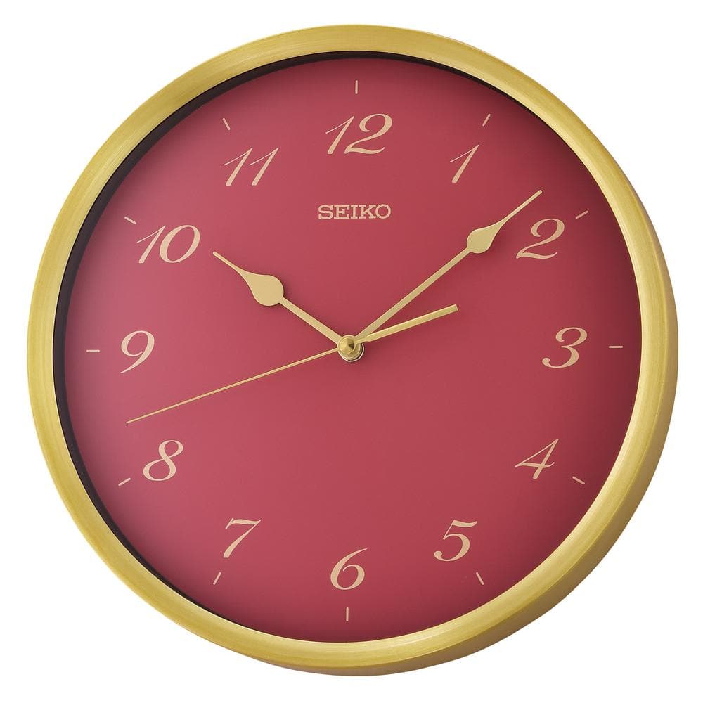 Seiko 12 in. Garnet Saito Jewel Tone Wall Clock QXA784ALH - The Home Depot