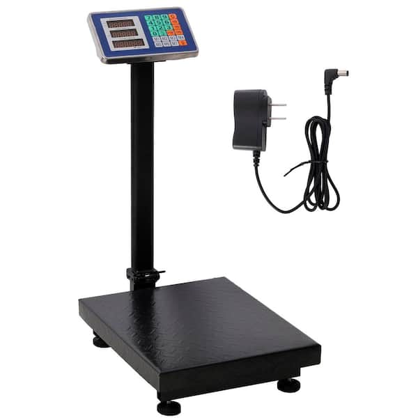 Tidoin 666 lb. Weight Capacity Black Steel Computing Digital Scale Floor Platform Scale with LB/KG, Tare, Price Calculator