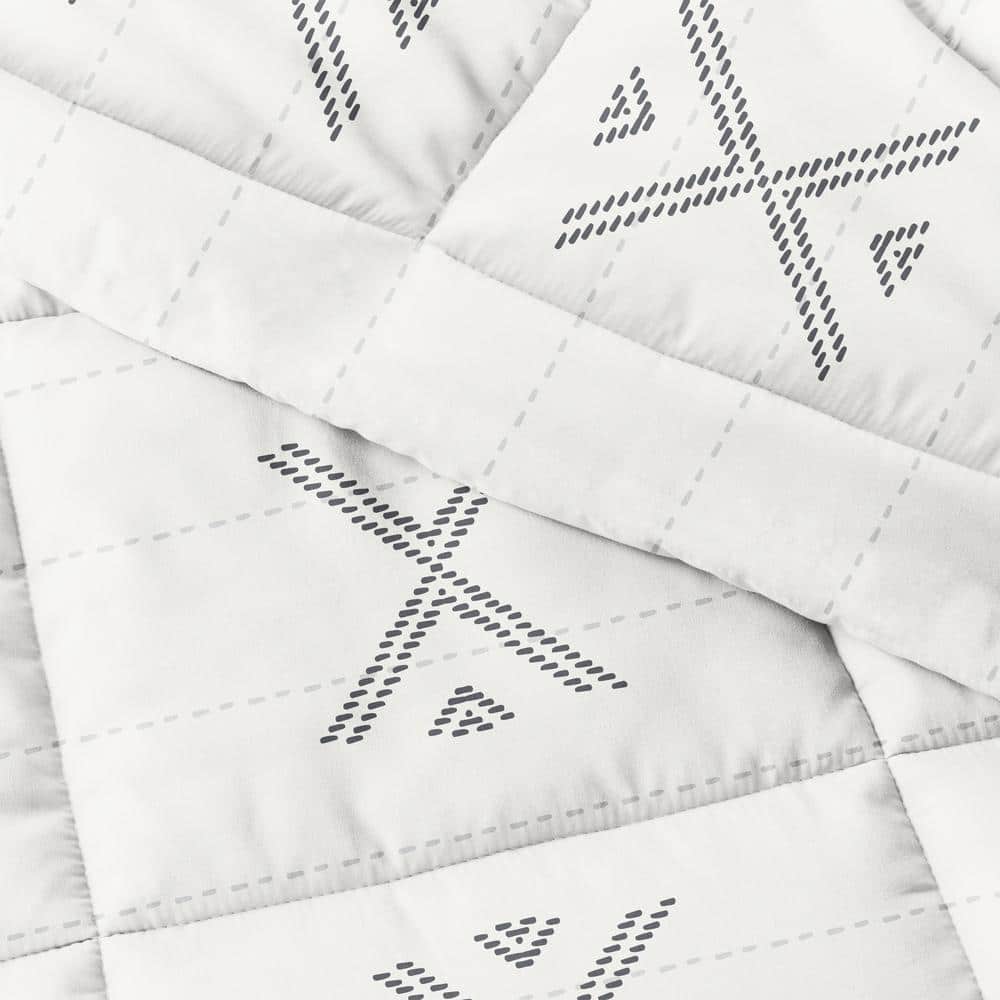 Gray and White Microfiber Down Alternative Full Comforter Set