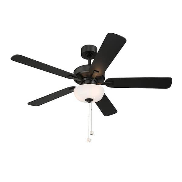 Gallant II 52 in. Indoor/Covered Outdoor Downrod Matte Black Transitional Ceiling Fan w/ Three 3000K LED Bulbs Included
