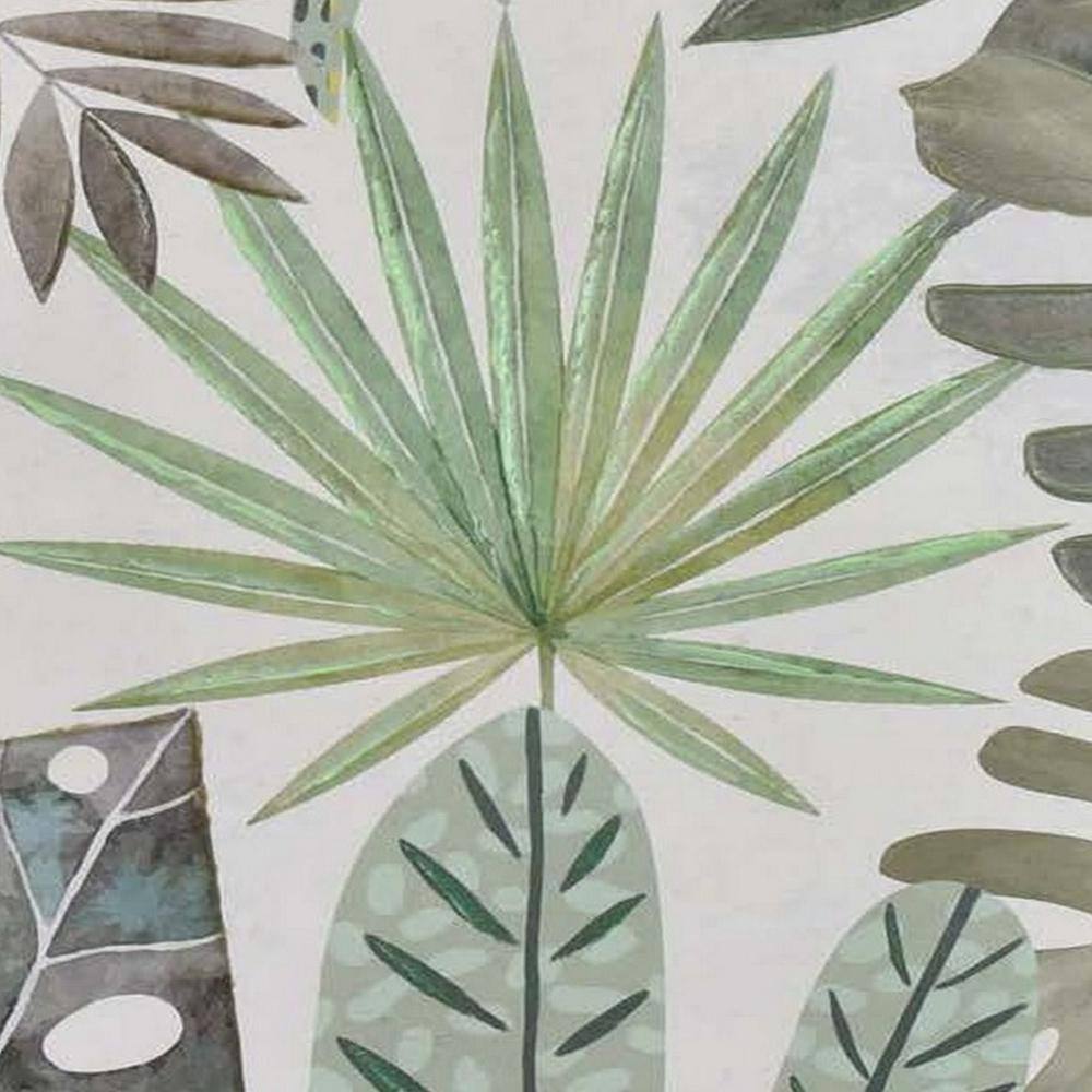 Green and Yellow Botanical Leaf Print Wall Art with Natural Fiber Frame