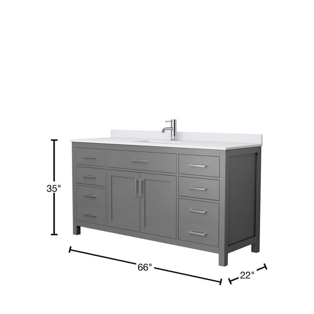 Beckett 66" Gray Freestanding Single Bathroom Vanity with Cultured Marble Top