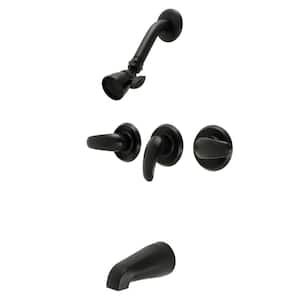 Legacy Triple Handle 1-Spray Tub and Shower Faucet 2 GPM in. Matte Black (Valve Included)