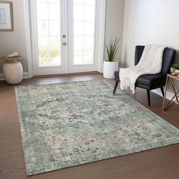 Chantille Machine Washable Indoor/Outdoor Abstract ACN1755 Sage 5 ft. x 7 ft. 6 in. Area Rug