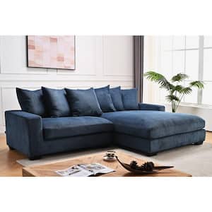 Payan 102 in. Square Arm 2-Piece Polyester L-Shaped Sectional Sofa in Blue with Chaise