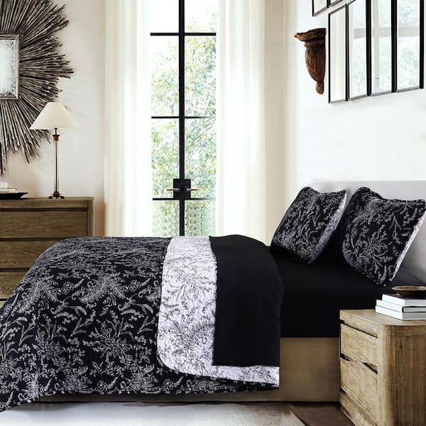 Southshore Fine Linens Winter Brush Reversible Black 2-Piece Twin