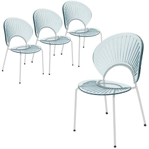 Leisuremod Opulent Mid Century Modern Plastic Dining Side Chair in Chrome Metal Legs Set of 4, Smoke